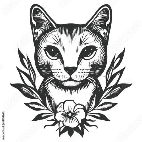 Cat tattoo art illustration animal vector