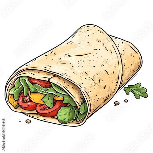 Healthy and Colorful Vegetable Wrap Sandwich - Fresh Ingredients for a Nutritious Meal
