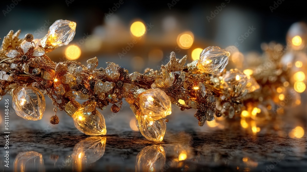 gold garland with a sparkling effect on a dark background gold garland with a sparkling effect on a dark background