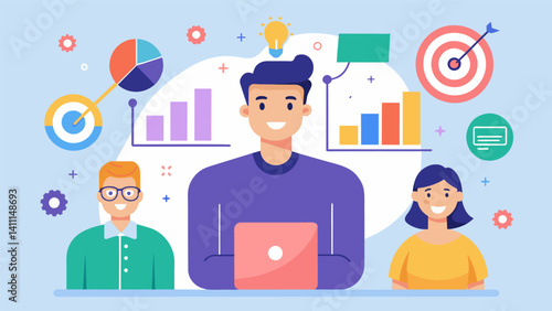 A personalized marketing campaign that utilizes data analytics to target specific demographics and consumer habits resulting in higher ROI.. Vector illustration