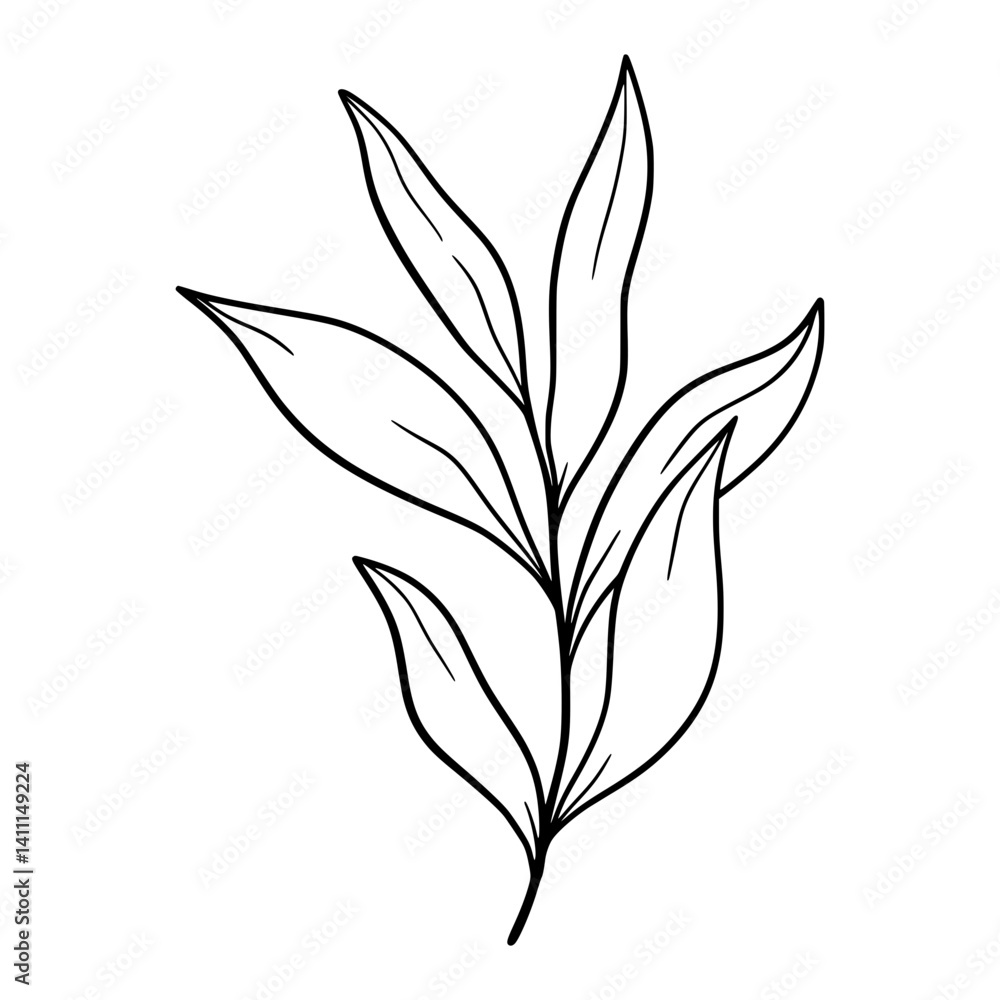 Fototapeta premium Cute line art leaf icon illustration