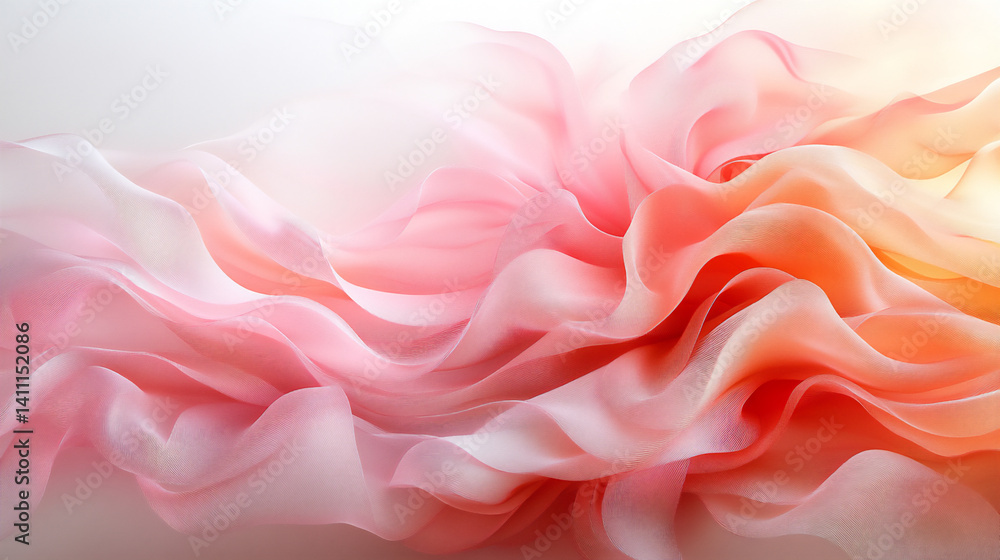 abstract background with a pink ribbon in the shape of a flower, light beige and pink abstract background with a pink ribbon in the shape of a flower, light beige and pink