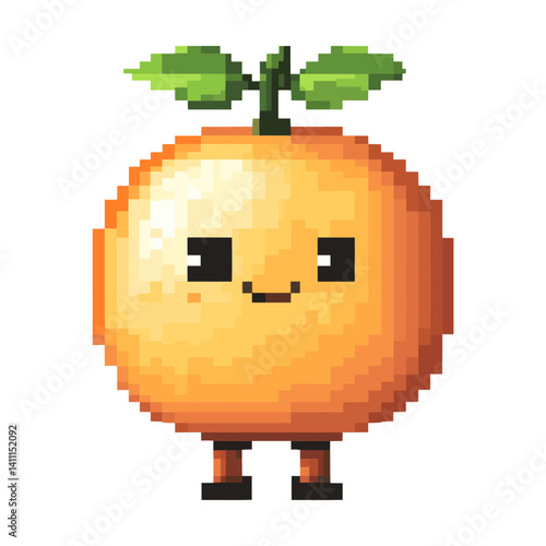 Orange illustration pixelated character vector