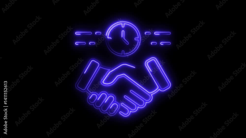 Glowing neon contract icon 4k isolated on black background. HD Video motion graphic animation Glowing neon contract icon 4k isolated on black background. HD Video motion graphic animation