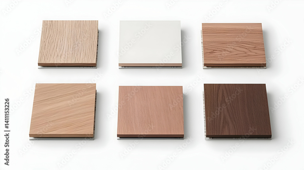 Wood Sample Swatches Display On White Background Wood Sample Swatches Display On White Background