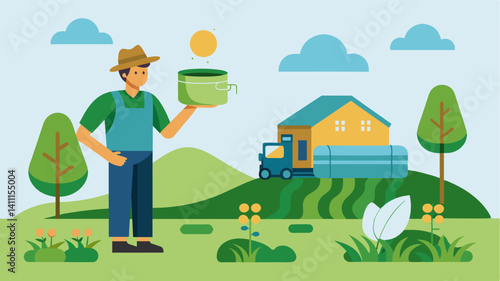 By utilizing smart silage systems farmers can reduce their environmental impact by minimizing waste and conserving resources such as water and land.. Vector illustration