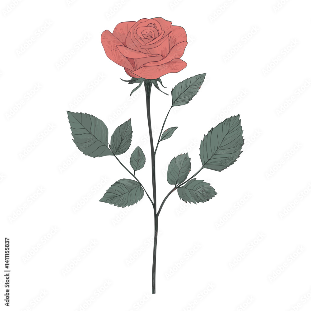 Fototapeta premium Rose flower plant art vector