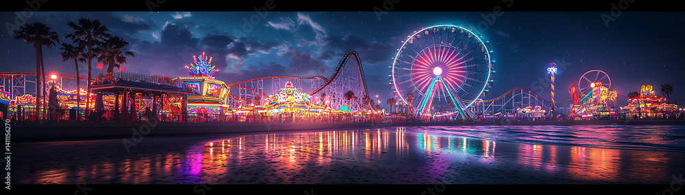 Obraz premium amusement park night,
