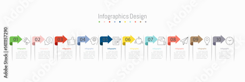 Infographic 10 options design elements for your business data. Vector Illustration.