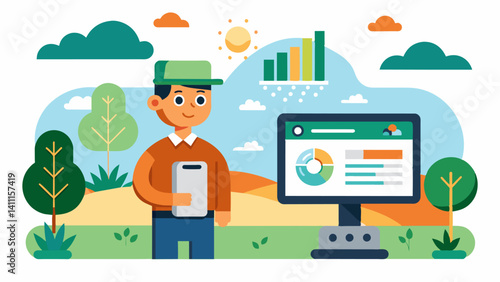 Its userfriendly interface allows for easy monitoring and control giving farmers peace of mind knowing their crops are receiving the best care possible.. Vector illustration