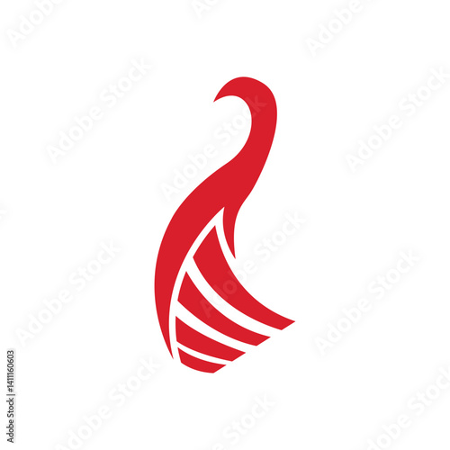 Scandinavian Viking Ship Silhouette Logo or Icon