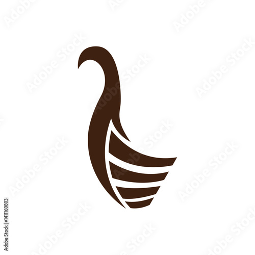 Scandinavian Viking Ship Silhouette Logo or Icon