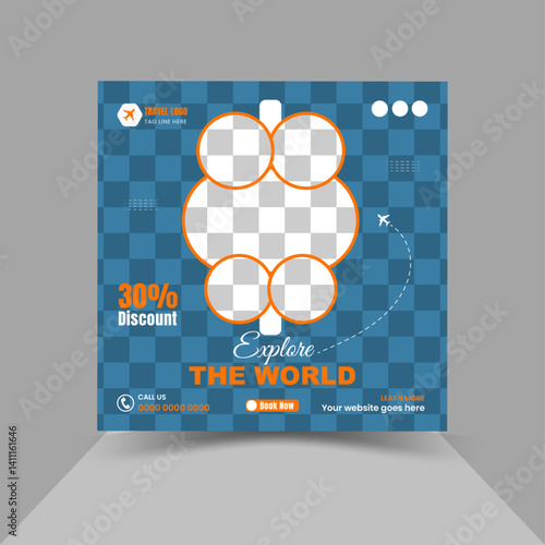 Innovative travelling social media post, Modern social media post template