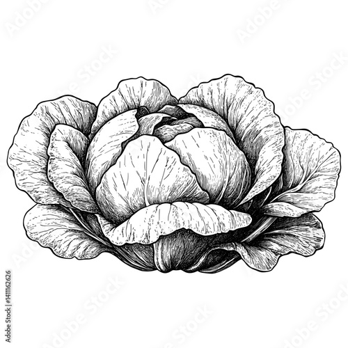 Vegetables art drawing cabbage vector