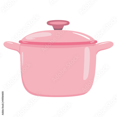 Kitchen pot illustration cookware pink vector