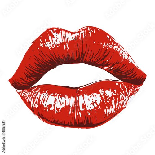 Red lipstick kiss mark red art illustration vector