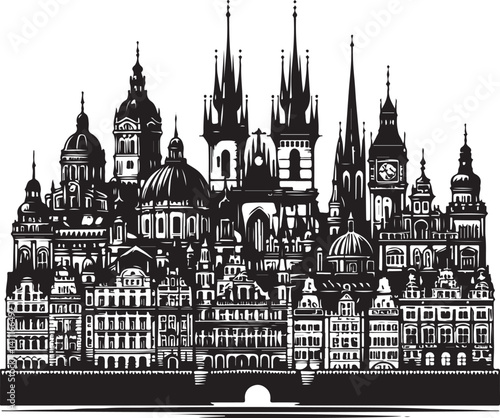 Gothic City Skyline Silhouette Art