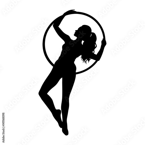 Gymnastics woman silhouette female dance vector