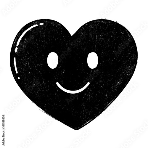 Black heart emoji illustration cute smiling vector