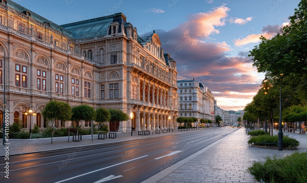 Naklejka premium The majestic Palais witch is located in the center of Vienna, where it stands on an iconic square and holds up to three theater buildings