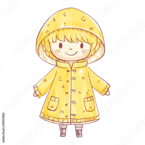 Wowan in yellow raincoat style illustration clothing vector