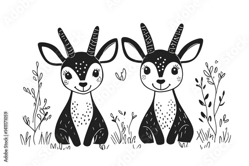 Obraz na płótnie Two deer minimalist illustration w salonie