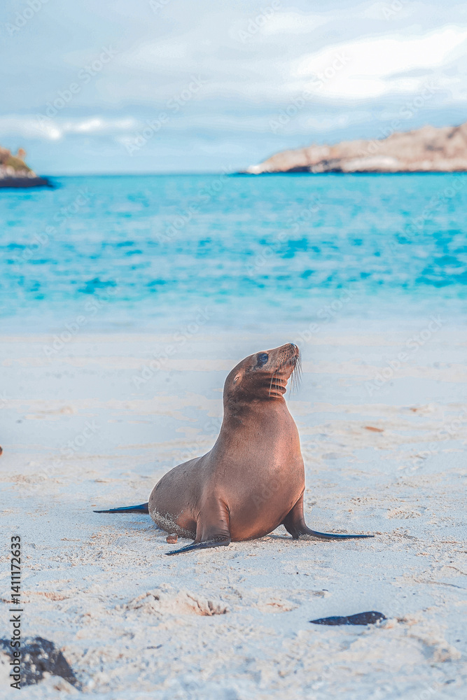 Naklejka premium The enchanted islands and their unique animals