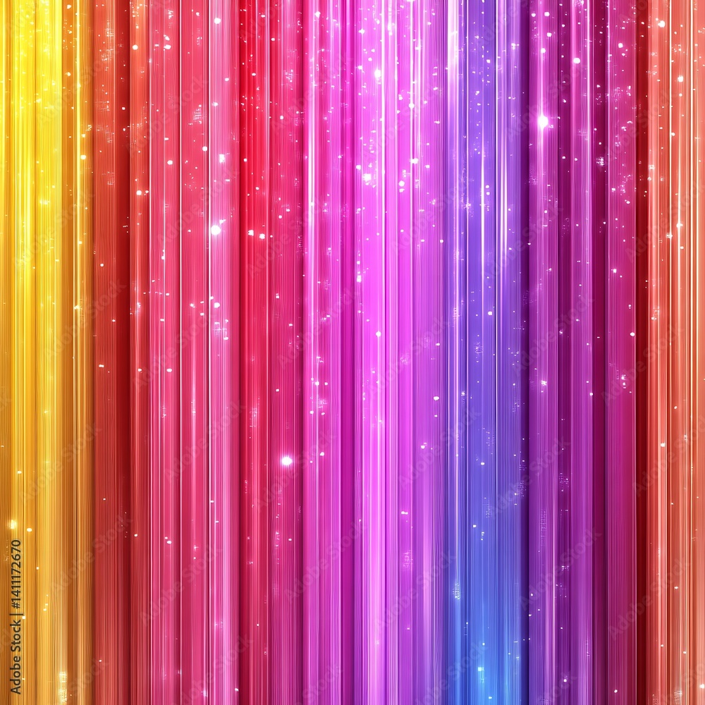 Vibrant rainbow curtains with sparkling lights Vibrant rainbow curtains with sparkling lights