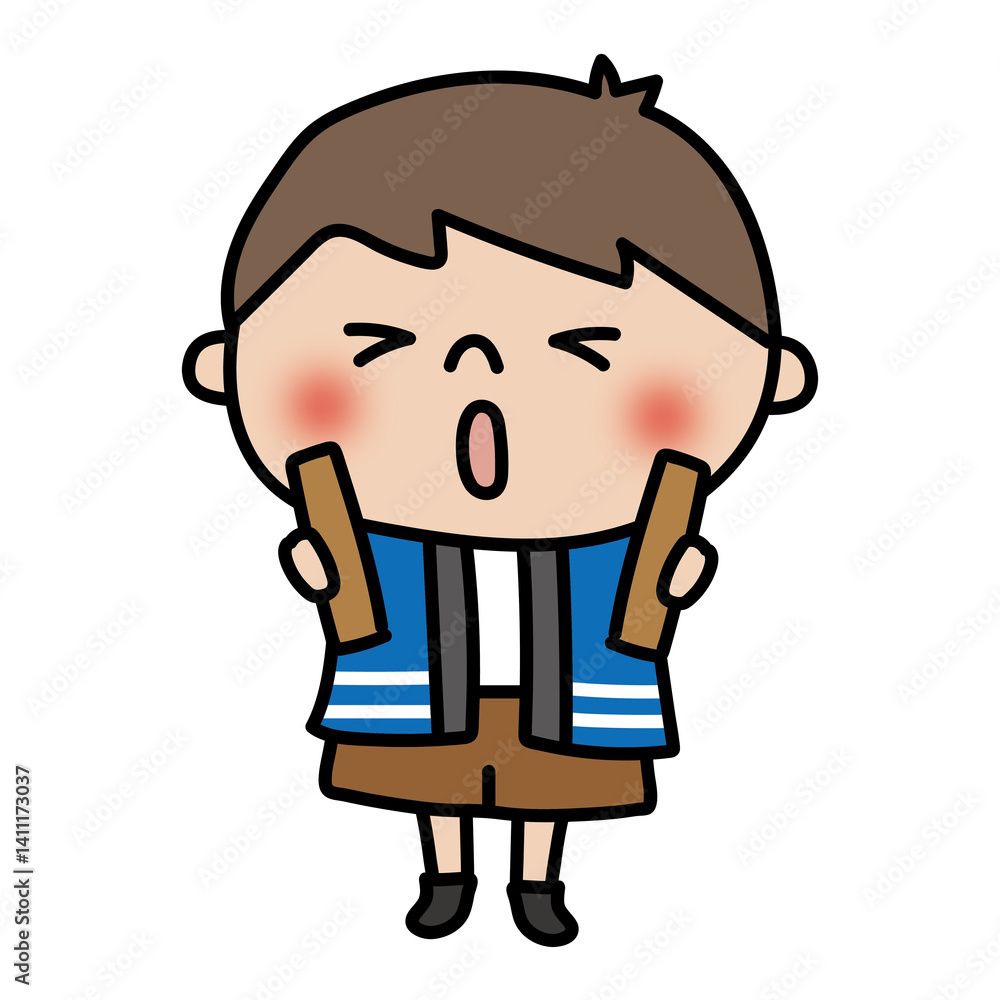 拍子木を持っている子供(男の子) 拍子木を持っている子供(男の子)