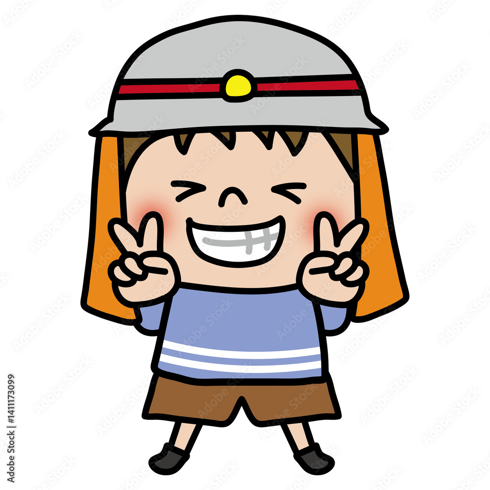 Obraz premium 消防士の帽子を被る子供（男の子1）