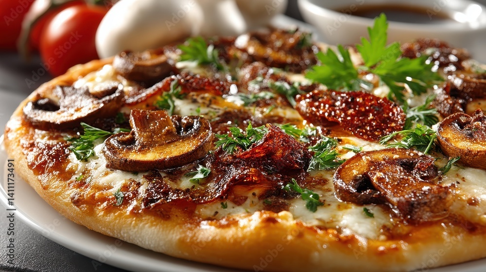 mouthwatering vegetarian pizza with fresh champignon mushrooms isolated on white,stock photo mouthwatering vegetarian pizza with fresh champignon mushrooms isolated on white,stock photo