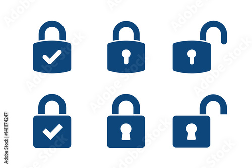 Padlock glyph solid icons isolated on white background