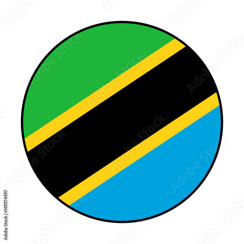 Free Download Flag of Tanzania. Black loop edge. Tanzania circle flag  icon computer vector illustration design. - GFXLoad