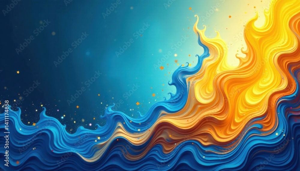 Whimsical abstract swirls in hues of blue and yellow, whimsical, abstract Whimsical abstract swirls in hues of blue and yellow, whimsical, abstract