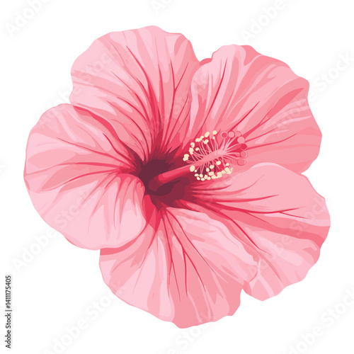 Pink hibiscus flower icon illustration design pink vector