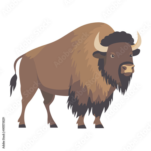 Vector illustration of American Bison bison wildlife cartoon vector