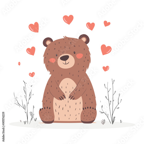 Illustration of European Brown Bear bear children's cartoon vector
