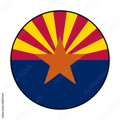 Flag of Arizona. Black loop edge. Arizona circle flag  icon computer vector illustration design.