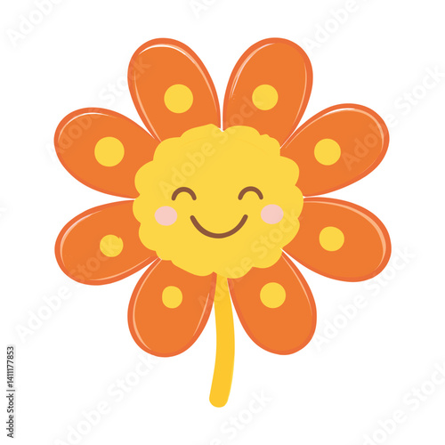 Flower smile illustration yellow orange vector