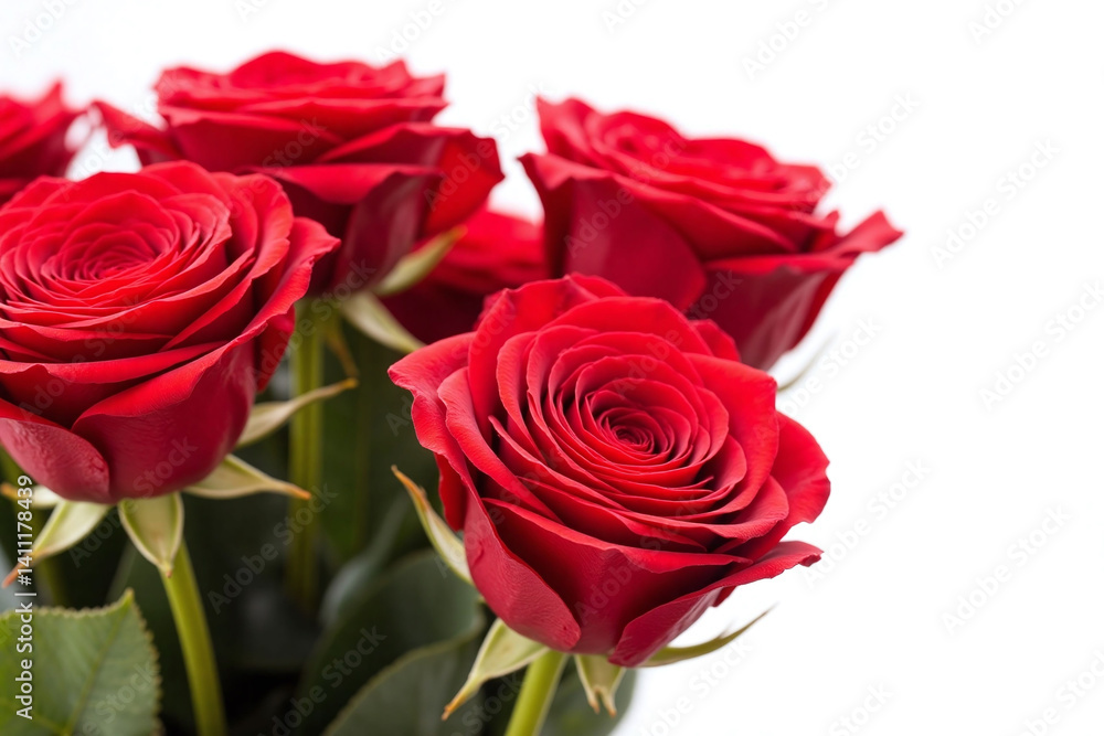 Fototapeta premium bunch of red roses in a vase on a white background
