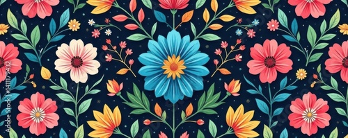 seamless damask design featuring stylized flowers and foliage, subtle texture, floral