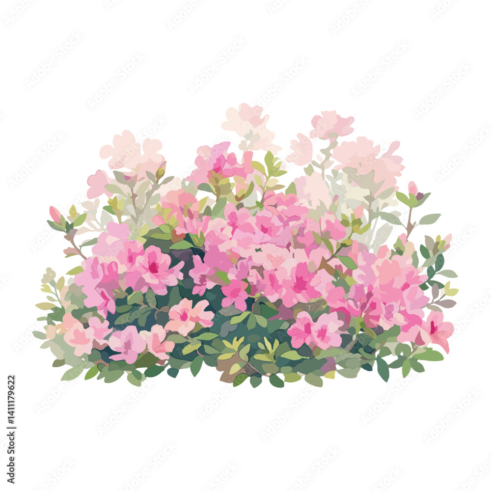 Azalea Bush art illustration watercolor vector