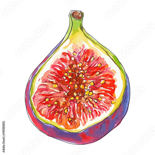vectorFig fruit fig illustration watercolor