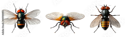 detailed flies illustration on white background