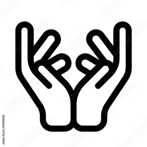 namaste mudra icon with line style, perfect for user interface projects