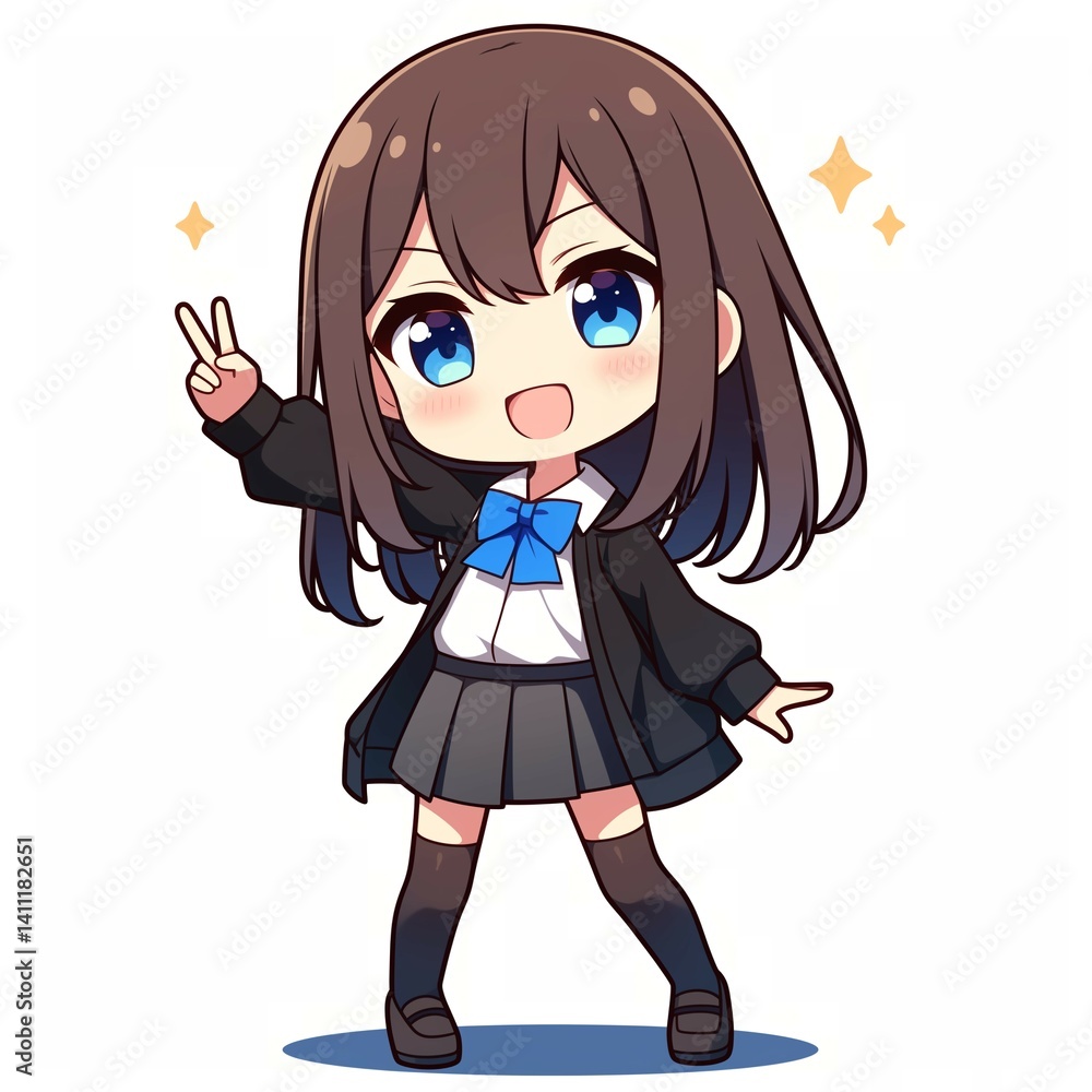 アニメ調の美少女の切り抜き用素材 アニメ調の美少女の切り抜き用素材