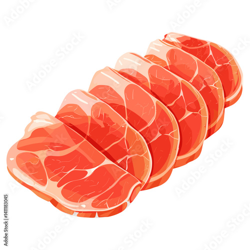 Turkey ham slices illustration sliced food vector