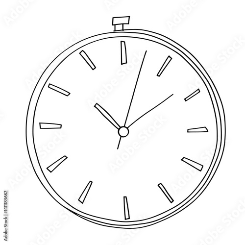 Clock drawing simple line vector