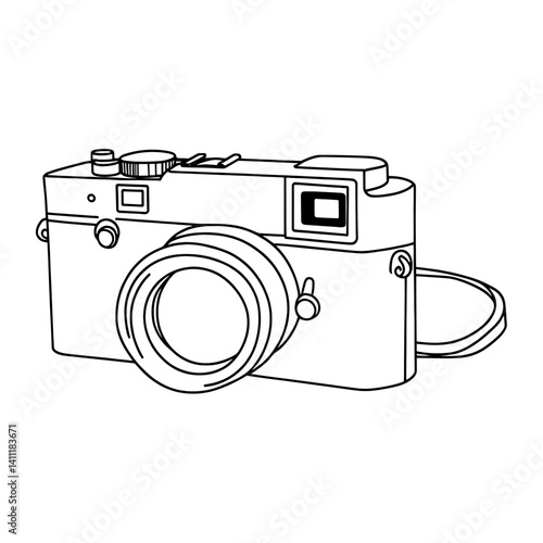 Film camera white line art vector