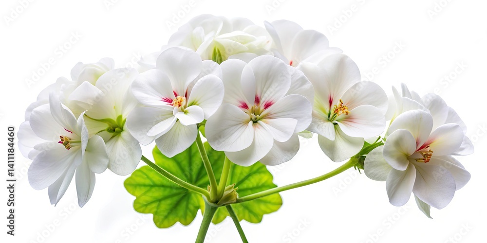 Obraz premium Low Light Pelargonium Photography: Stunning White Geranium Blooms in Dark Ambiance